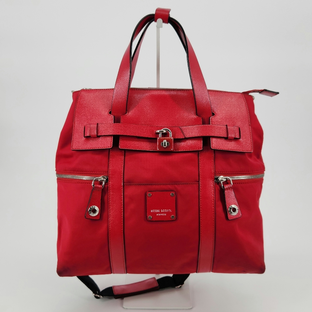 Henri Bendel Jetsetter Convertible Red Nylon & Leather Backpack/Crossbody Bag